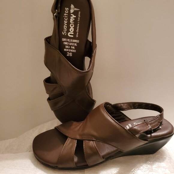 Sandals Brown Strappy Cushioned Padded Insole100% Leather Size US 9 /EU 40. - Picture 5 of 8